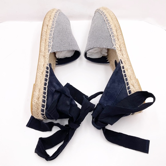 {Vince} Canvas & Suede Espadrilles Ankle Tie Navy - Picture 9 of 16